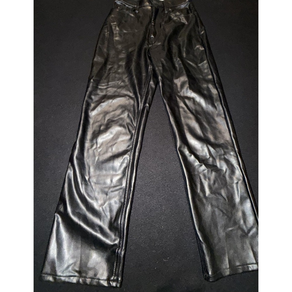 Abercrombie & Fitch The Ankle Straight Ultra High Rise Pants 2/26 Vegan Leather